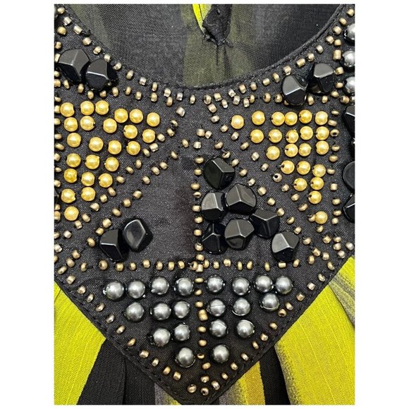 Star by Julien MacDonald Beaded Green Leaf V Neck Tunic Top Cruise Vacation Club - Picture 6 of 10